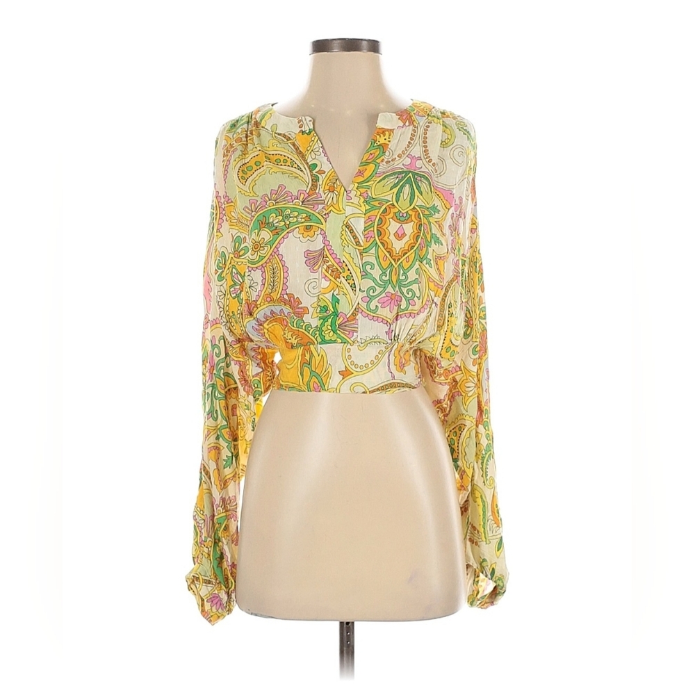 Haute Hippie Floral Paisley Long Sleeve Blouse